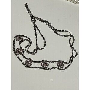 Necklace Choker Bloom Daisy Flower Cookie‎ Purple Gem Stone Amethyst 14”